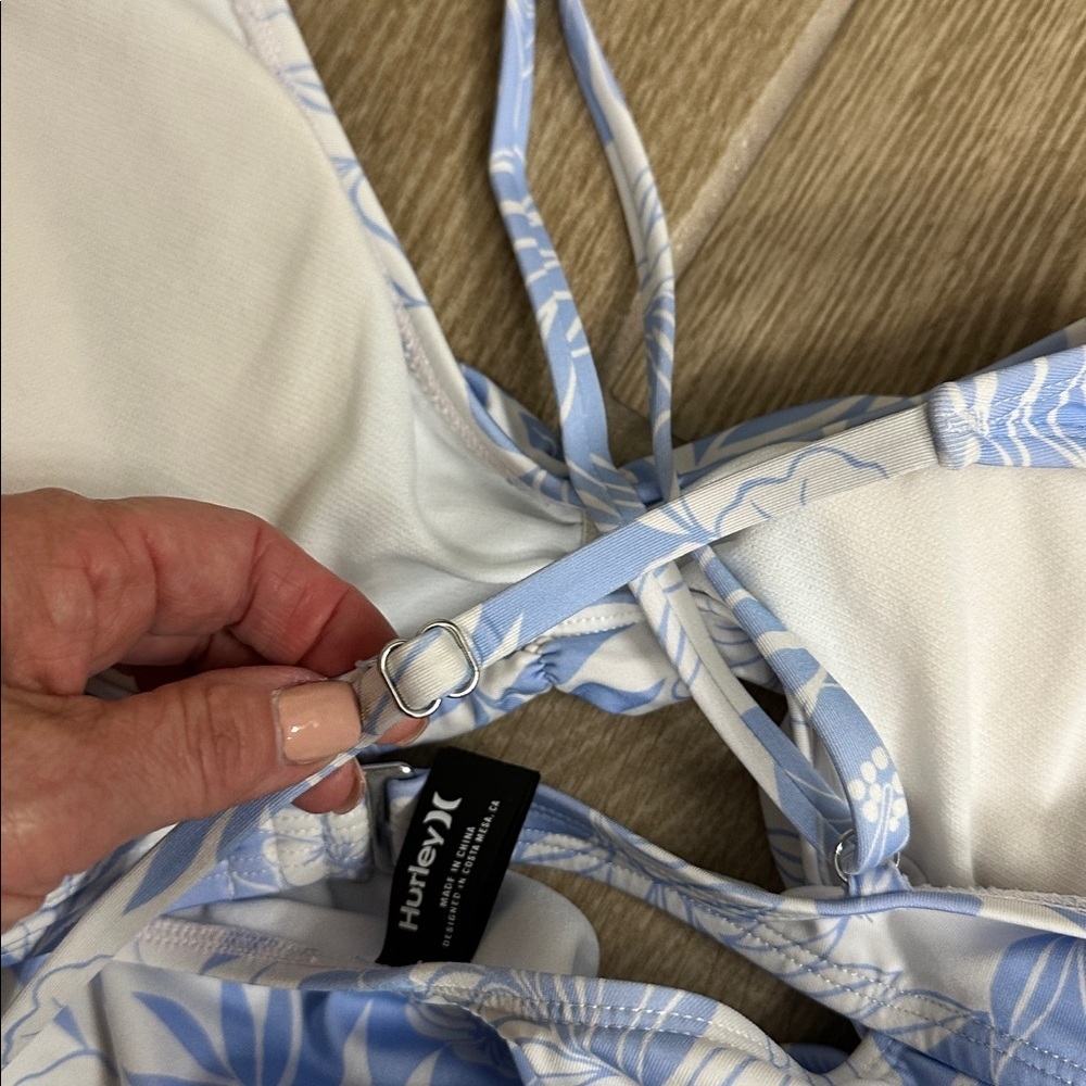 Hurley Blue and White Floral One Piece Swimsuit - Picture 7 of 8